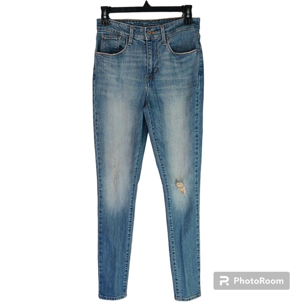 Levi's Jean's 501 27 x 30 Size 4 - 6 US Blue Zip Fly Skinny Stretch
